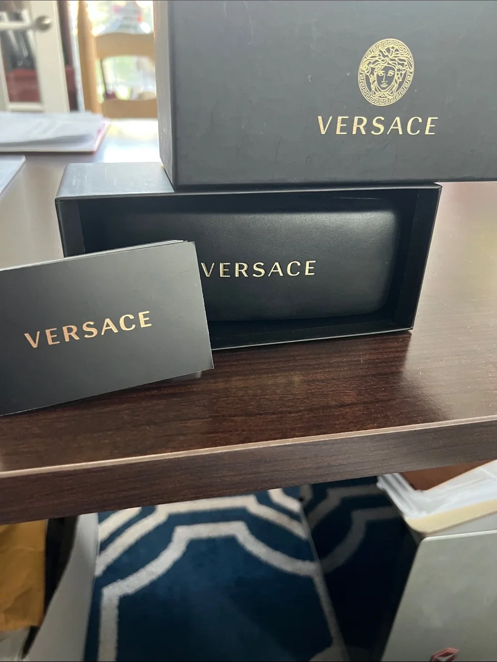 Versace Black and Gold Sunglasses Box - Luxury Men's Accessory Case